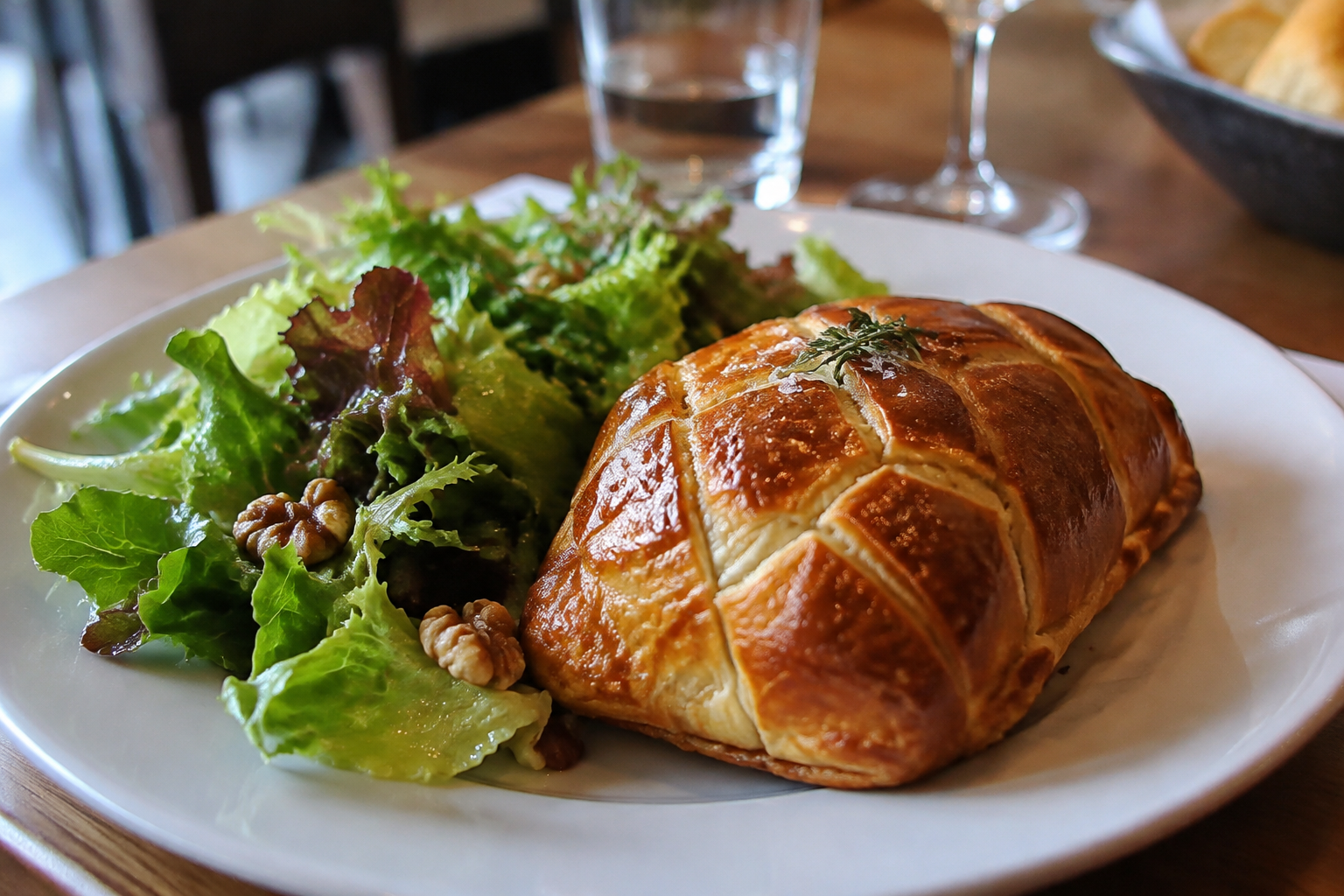 Salade gourmande, trésor en croûte d’oie, sur son lit de verdure